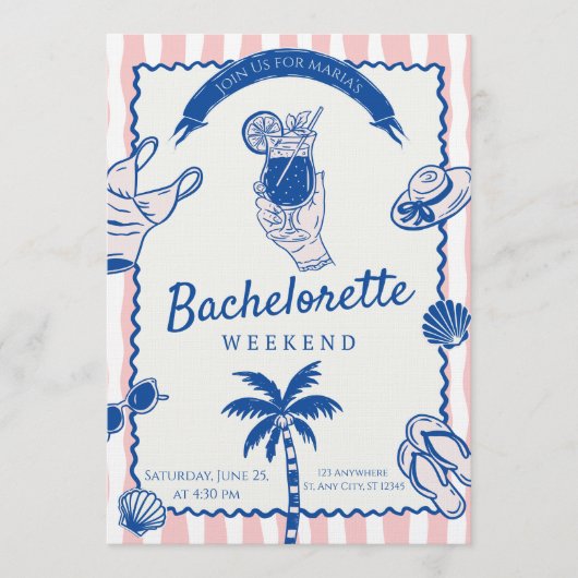 Pop the Bubbly – Bachelorette Weekend Celebration 招待状 (正面)