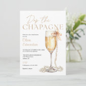 Pop The Champagne QR Code Bridal Shower 招待状 (スタンド正面)
