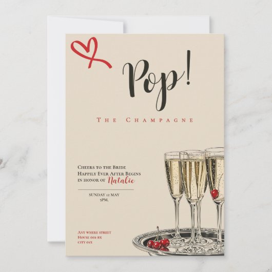 Pop! The Champagne romantic Bridal Shower card カード (正面)