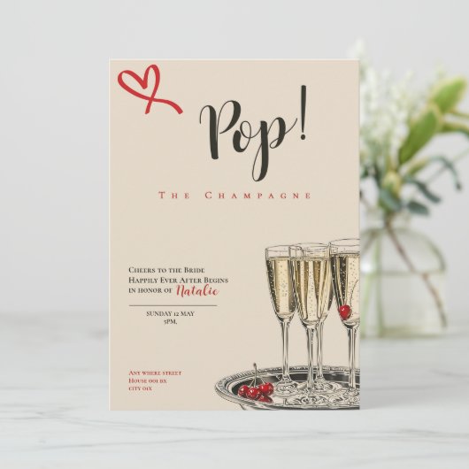 Pop! The Champagne romantic Bridal Shower card カード (スタンド正面)