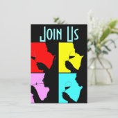 PopArtのワインの試飲のシルエット4のステップ招待状 招待状 (スタンド正面)