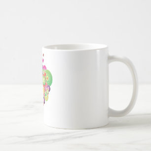 PopArtピンクと緑のハート コーヒーマグカップ