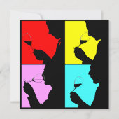 PopArtワインテイスティングシルエット4ステップ招待状 招待状 (正面)