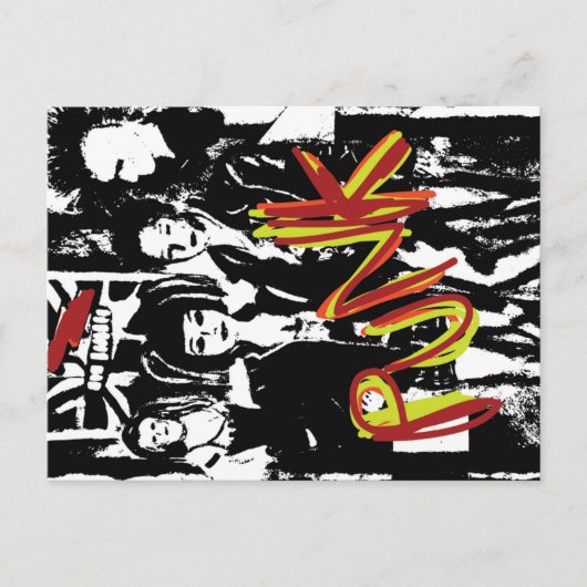 Popart代わりとなる音楽ファッションのヘアスタイル ポストカード (正面)