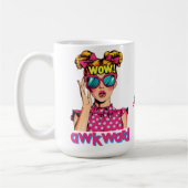 Popart Girl Says "WOW Awkward" コーヒーマグカップ (左)