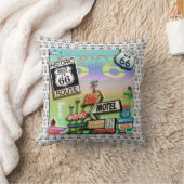 PopArtDiva著ルート66のリバーシブルの枕 クッション (ブランケット)