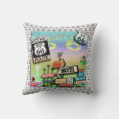 PopArtDiva著ルート66のリバーシブルの枕 クッション (裏面)