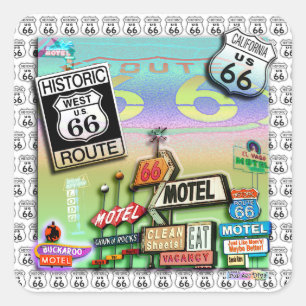 PopArtDiva著ルート66の正方形のステッカー スクエアシール