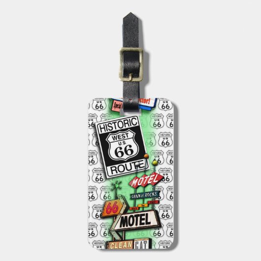 PopArtDiva著ルート66の荷物のラベル ラゲッジタグ (正面縦)