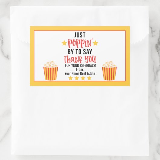 Popcornは紹介してくれてありがとう 長方形シール (バッグ)