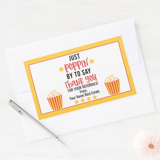 Popcornは紹介してくれてありがとう 長方形シール (封筒)