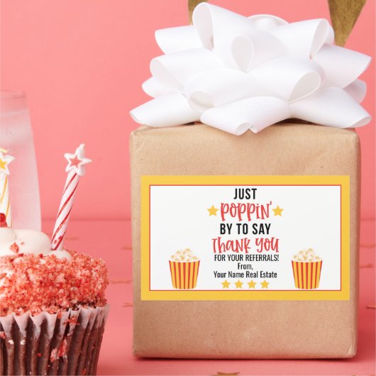 Popcornは紹介してくれてありがとう 長方形シール (パーティー)