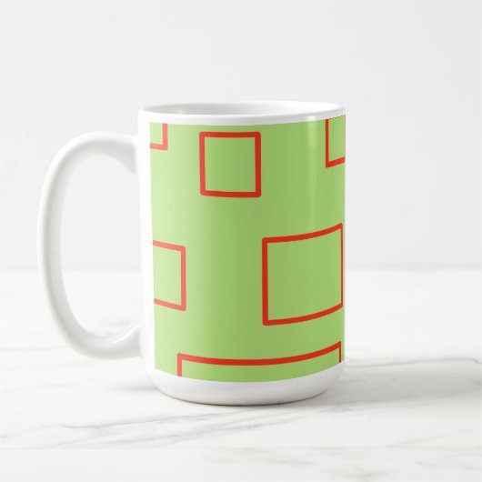 Popcorn Anime Green Red Rectangles  コーヒーマグカップ (左)