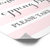 Popcorn Bar Sign Pink Flowers Stripes ポスター (角)