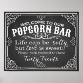 Popcorn Bar wedding sign elegant chalkboard ポスター (正面)