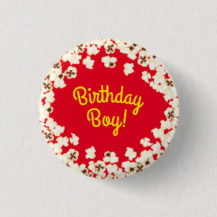 Popcorn Birthday Party Movie Theater 缶バッジ