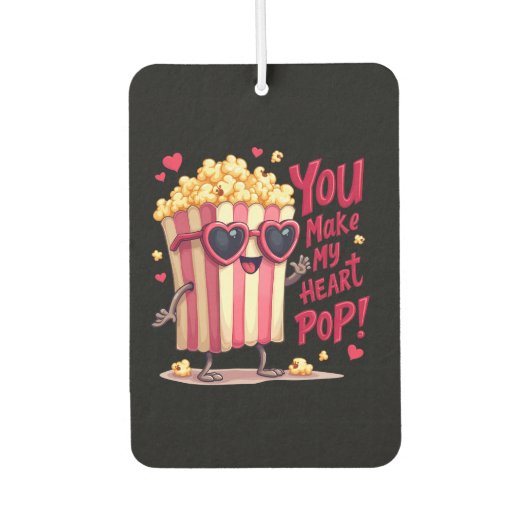 Popcorn Heart Pop Valentine Design カーエアーフレッシュナー (正面)