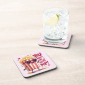Popcorn Heart Pop Valentine Design コースター (右側)