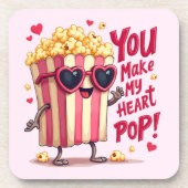 Popcorn Heart Pop Valentine Design コースター (正面)