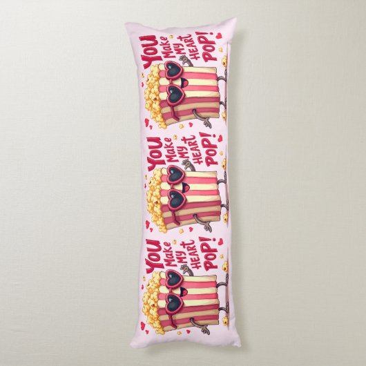 Popcorn Heart Pop Valentine Design ボディピロー (裏面 (縦))