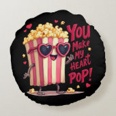 Popcorn Heart Pop Valentine Design ラウンドクッション (裏面)