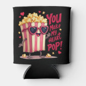 Popcorn Heart Pop Valentine Design 缶クーラー (正面)