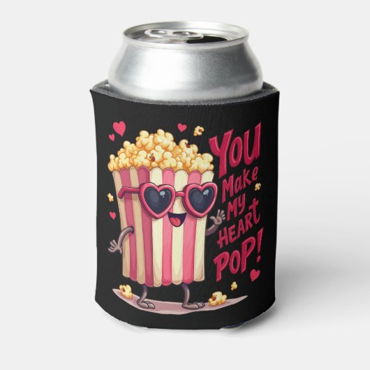 Popcorn Heart Pop Valentine Design 缶クーラー (缶裏面)