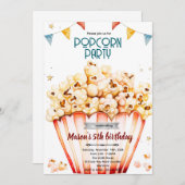 Popcorn party theme invitation 招待状 (正面/裏面)