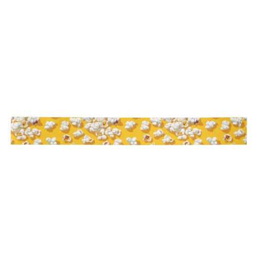 Popcorn Pattern on Yellow Background サテンリボン (正面)
