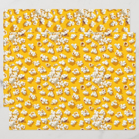 Popcorn Pattern Yellow Background Scrapbook Paper (正面/裏面)