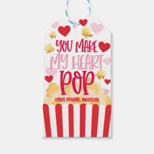 Popcorn Valentineあなたが私のハートポップ・アートのメッセージカード ギフトタグ