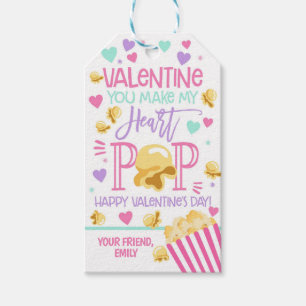 Popcorn Valentineあなたが私のハートポップ・アートのメッセージカード ギフトタグ