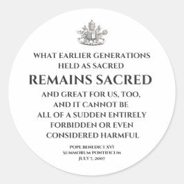 Pope Benedict  Summorum Pontificum Quote Sticker ラウンドシール
