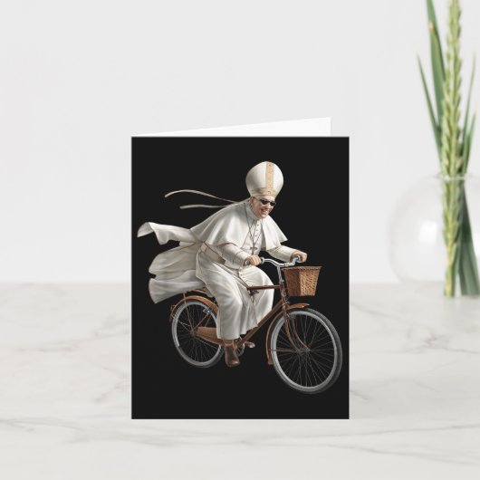 Pope Riding Bike Bicycle Catholic Church Bible Scr カード (正面)