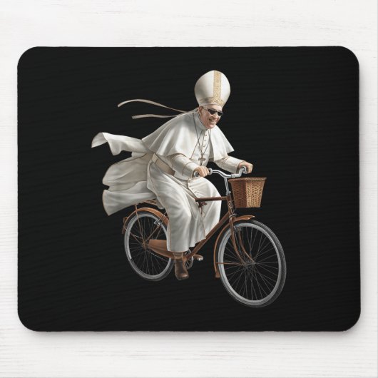 Pope Riding Bike Bicycle Catholic Church Bible Scr マウスパッド (正面)