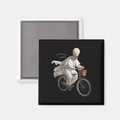 Pope Riding Bike Bicycle Catholic Church Bible Scr マグネット (正面/裏面)