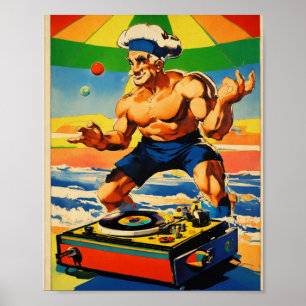 Popeye DJサイケデリックターンテーブルVintage Poster ポスター