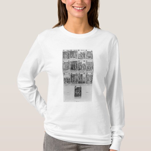 「Popish Plotを説明するハートのスーツ Tシャツ (正面)