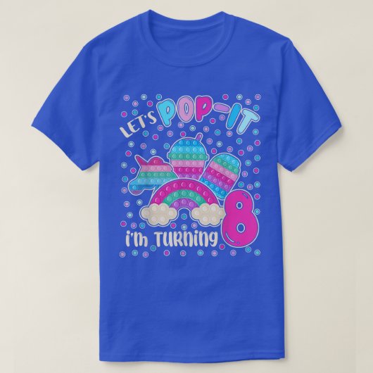 Popitで8歳の女の子ユニコールのために8を回そう Tシャツ (デザイン正面)