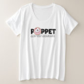 PoppetとWolfpackのロゴ プラスサイズTシャツ (デザイン正面)
