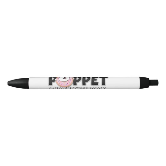 Poppet+Wolfpackロゴ 黒ボールペン (正面)
