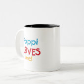Poppiが私のTシャツとギフトを大好き ツートーンマグカップ (正面左)