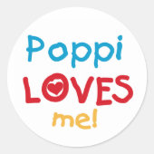 Poppiが私のTシャツとギフトを大好き ラウンドシール (正面)