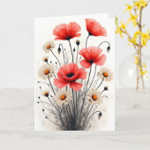 Poppies and daisies - Watercolor flowers カード (黄色い花)