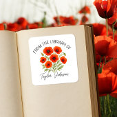 Poppies Book Stickers | Personalized Floral Book スクエアシール