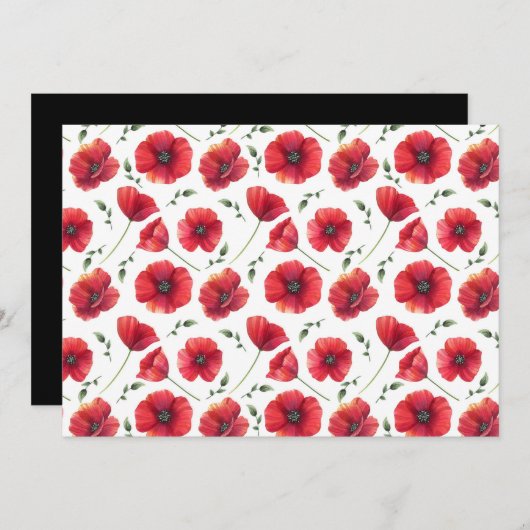 Poppies Floral Botanical Note Card ノートカード (正面/裏面)