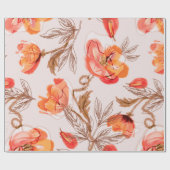 Poppies Flowers Seamless Pattern on a Beige Backgr ラッピングペーパー (フラット)