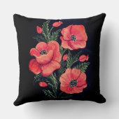 Poppies Machine Embroidery Design Throw Pillow  クッション (裏面)