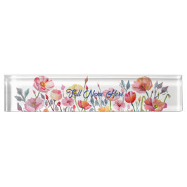 Poppies on Parade Personalized Desk Nameplate デスクネームプレート