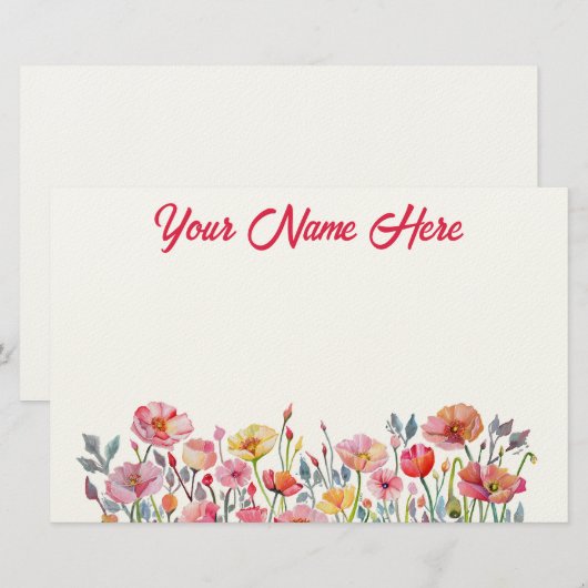 Poppies on Parade Personalized Stationery 便箋 (正面/裏面)